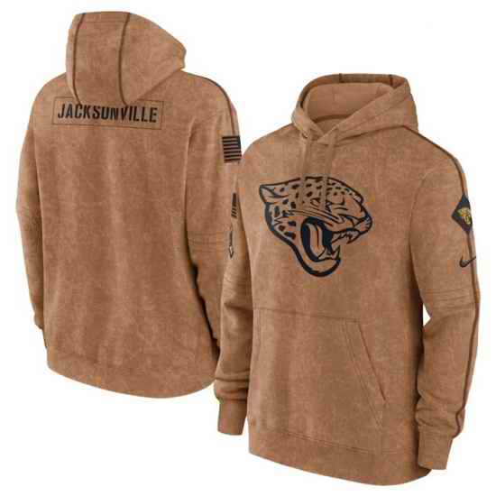 Men Jacksonville Jaguars 2023 Brown Salute To Service Pullover Hoodie
